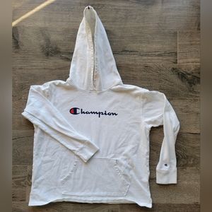 Medium White Champion Hooded Long Sleeve